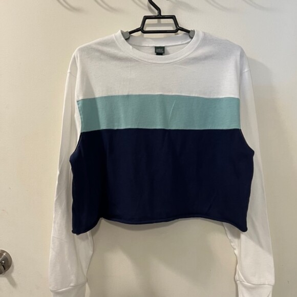 Wild Fable Womens Colorblock Cropped Top Tee Long Sleeve Shirt Size Small - Picture 4 of 12